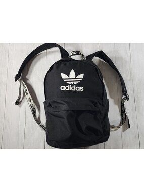 ADIDAS ADICOLOR BLACK AND WHITE BACKPACK CLASSIC TREFOIL LOGO STRAPS